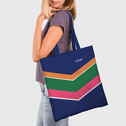 Сумка-шопер Тёмно-синий спорт с полосами, цвет: 3D-принт — фото 2