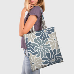 Сумка-шопер Цветы blue and beige pattern, цвет: 3D-принт — фото 2