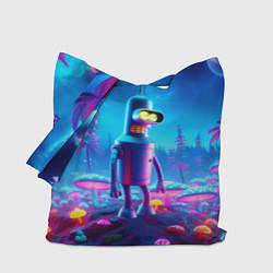 Сумка-шоппер Бендер на сказочной неоновой грибной планете - ней