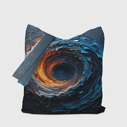 Сумка-шопер Краска синяя и оранжевая в форме вихря, цвет: 3D-принт