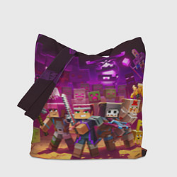 Сумка-шопер Майнкрафт - герои в окружении, цвет: 3D-принт