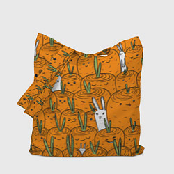 Сумка-шопер Милый кролики в морковном поле, цвет: 3D-принт