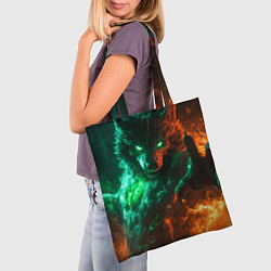 Сумка-шопер Мифический волк в огне, цвет: 3D-принт — фото 2