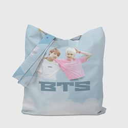 Сумка-шопер BTS светлый голубой фон, цвет: 3D-принт