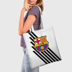 Сумка-шопер Barcelona черно белые полосы, цвет: 3D-принт — фото 2