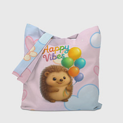Сумка-шопер Happy vibes ежик с разноцветными шариками, цвет: 3D-принт
