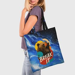Сумка-шопер Break it злой медведь, цвет: 3D-принт — фото 2