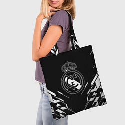 Сумка-шопер Real Madrid полосы геомтерия, цвет: 3D-принт — фото 2