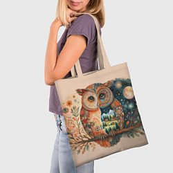 Сумка-шопер Сова разделенная на день и ночь абстракция, цвет: 3D-принт — фото 2