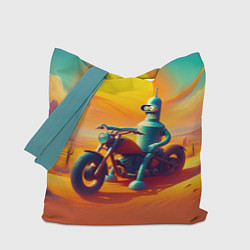 Сумка-шоппер Робот Бендер на мотоцикле в пустыне
