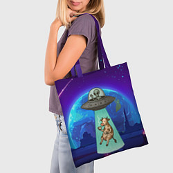 Сумка-шопер Инопланетяне похищают корову, цвет: 3D-принт — фото 2