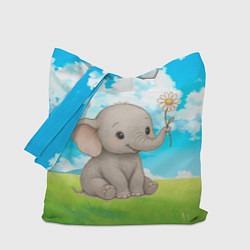 Сумка-шоппер Слоненок с цветочком