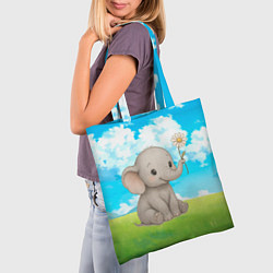 Сумка-шопер Слоненок с цветочком, цвет: 3D-принт — фото 2