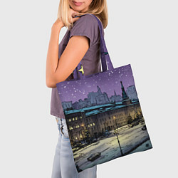 Сумка-шопер Ночь в новогодней Москве, цвет: 3D-принт — фото 2