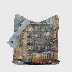 Сумка-шоппер Трамваи в зимнем Санкт-Петербурге