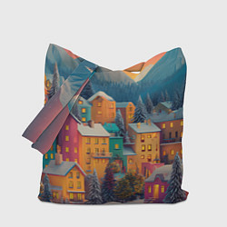 Сумка-шоппер Новогодний город в горах