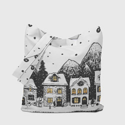 Сумка-шоппер Черно-белый новогодний город