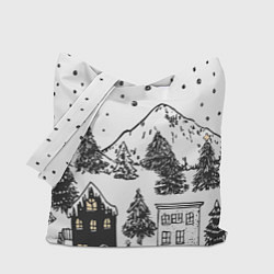 Сумка-шоппер Заснеженный черно-белый город