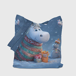 Сумка-шоппер Новогодняя лошадь с подарками