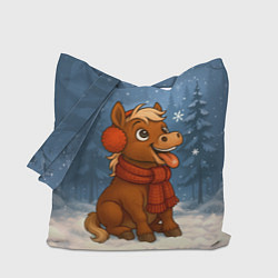 Сумка-шоппер Лошадка ловит снежинку