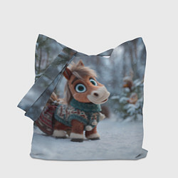 Сумка-шоппер Маленькая лошадка в новогоднем лесу