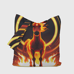 Сумка-шопер Огненная лошадь в кольце, цвет: 3D-принт