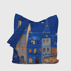 Сумка-шоппер Синяя новогодняя елочка во дворе