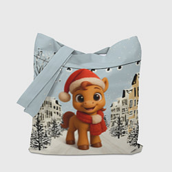 Сумка-шоппер Милая новогодняя лошадка с шарфом