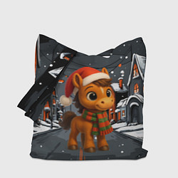 Сумка-шопер Новогодняя лошадка 2026 год, цвет: 3D-принт