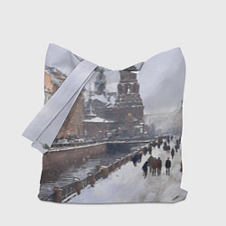 Сумка-шопер Санкт-Петербург зима, цвет: 3D-принт