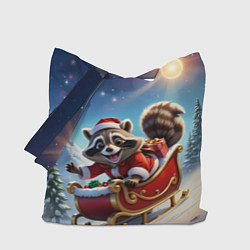 Сумка-шопер Енот в санях, цвет: 3D-принт