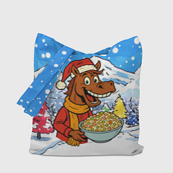 Сумка-шопер Лошадка с оливье, цвет: 3D-принт