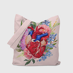 Сумка-шопер Цветочное сердце, цвет: 3D-принт