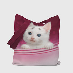 Сумка-шопер Белый котёнок, цвет: 3D-принт