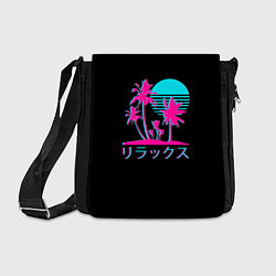 Сумка на плечо Неоновые пальмы Иероглифы Neon Palm Tree, цвет: 3D-принт