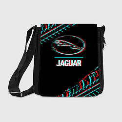 Сумка на плечо Значок Jaguar в стиле glitch на темном фоне, цвет: 3D-принт