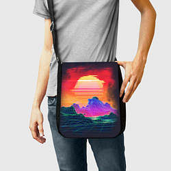 Сумка на плечо Синтвейв неоновые горы на закате, цвет: 3D-принт — фото 2
