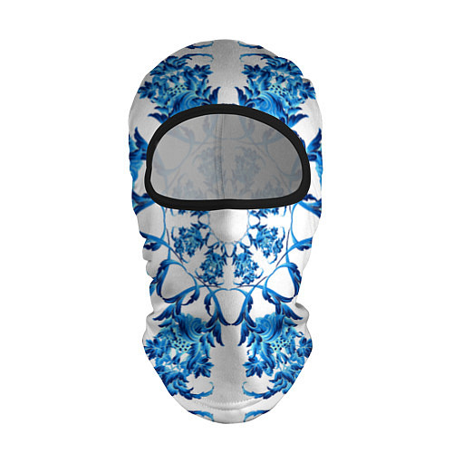 Балаклава Гжель синий цветок / 3D-Черный – фото 1
