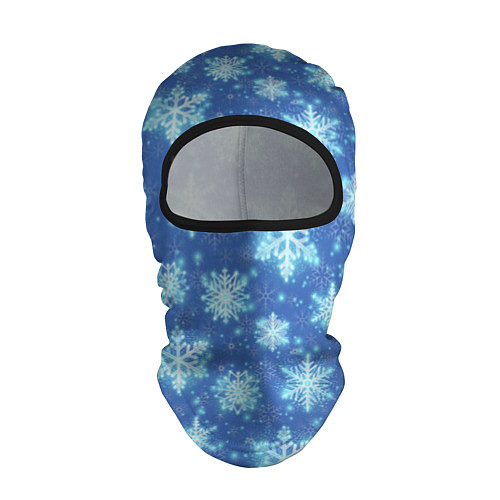 Балаклава Pattern with bright snowflakes / 3D-Черный – фото 1
