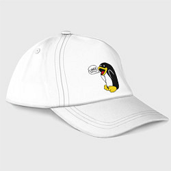 Бейсболка Пингвин: Linux, цвет: белый