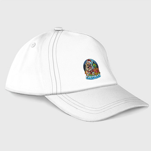 Бейсболка Рождественский мопс / Белый – фото 1