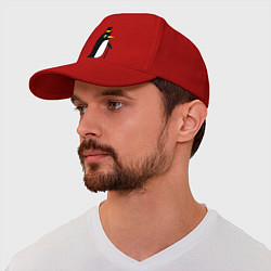 Бейсболка Пингвин в шляпе, цвет: красный