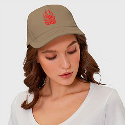 Бейсболка ПЕЧАТЬ ВЕЛЕСА КРАСНЫЙ ЛАПА ВОЛКА, цвет: миндальный — фото 2