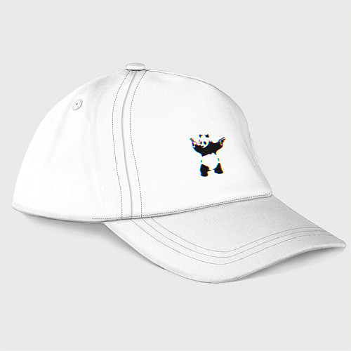Бейсболка Banksy Panda with guns - Бэнкси / Белый – фото 1