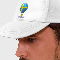 Бейсболка 3d aerostat Sweden flag, цвет: белый — фото 2