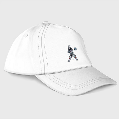 Бейсболка Космонавт играет в бейсбол планетой / Белый – фото 1