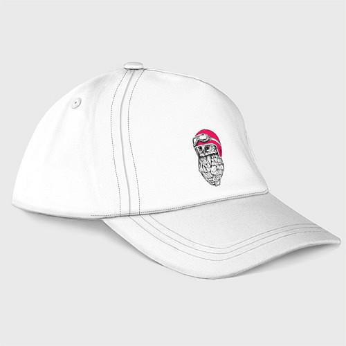 Бейсболка Совёнок - гонщик в мотоциклетном шлеме / Белый – фото 1