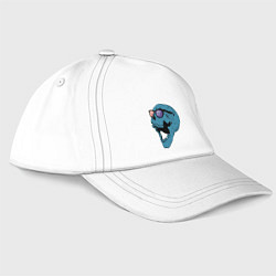 Бейсболка Череп в тёмных очках - rock n roll, цвет: белый