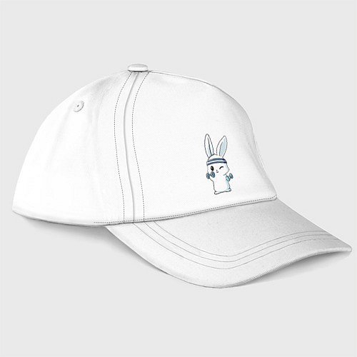 Бейсболка Прикольный зайчишка пауэрлифтер / Белый – фото 1