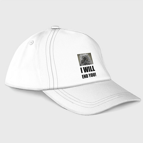 Бейсболка I will end you - joke / Белый – фото 1